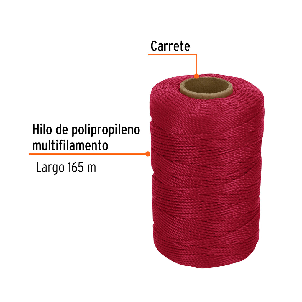 Hilo para albañil rojo carrete con 165m, Truper HIL-165R (14054)