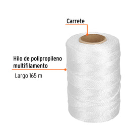 Hilo para albañil blanco carrete con 165m, TRUPER HIL-165 (12989)