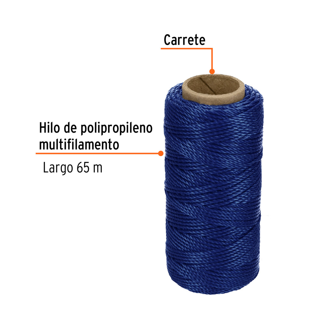 Hilo para albañil azul carrete con 65m, TRUPER HIL-65Z (14048)