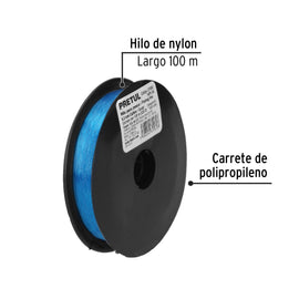 Carrete con 100 m de hilo para pesca azul calibre 0.30 mm PRETUL HIPE-30 (27060)