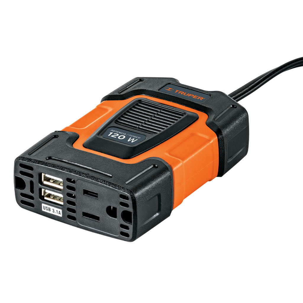 Inversor de corriente de 120 W con puertos USB, TRUPER INCO-100 (10447)