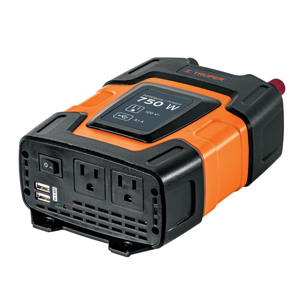 Inversor de corriente de 750 W con puertos USB, TRUPER  INCO-750 (10490)