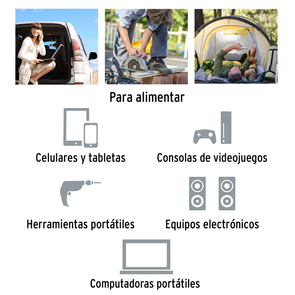 Inversor de corriente de 750 W con puertos USB, TRUPER  INCO-750 (10490)