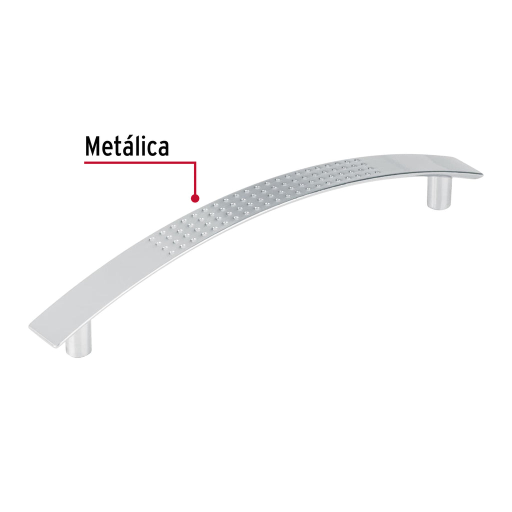 Jaladera para mueble metálica de 128mm estilo "Contempo" níquel satinado, HERMEX JAL-0112 (43609)