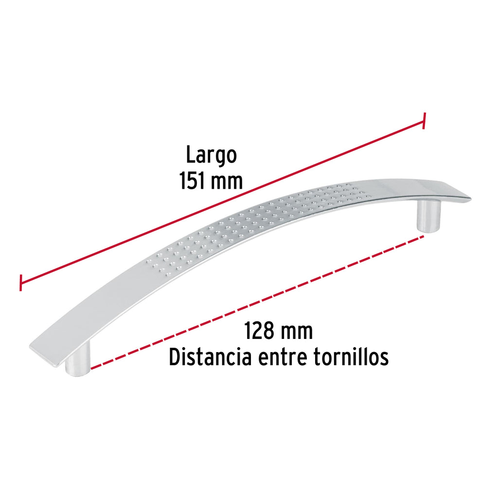 Jaladera para mueble metálica de 128mm estilo "Contempo" níquel satinado, HERMEX JAL-0112 (43609)