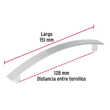 Cargar imagen en el visor de la galería, Jaladera para mueble metálica de 128mm estilo &quot;Contempo&quot; níquel satinado, HERMEX JAL-0112 (43609)