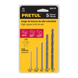 Juego de 5 brocas HSS para metal, PRETUL JBAV-5P (20703)