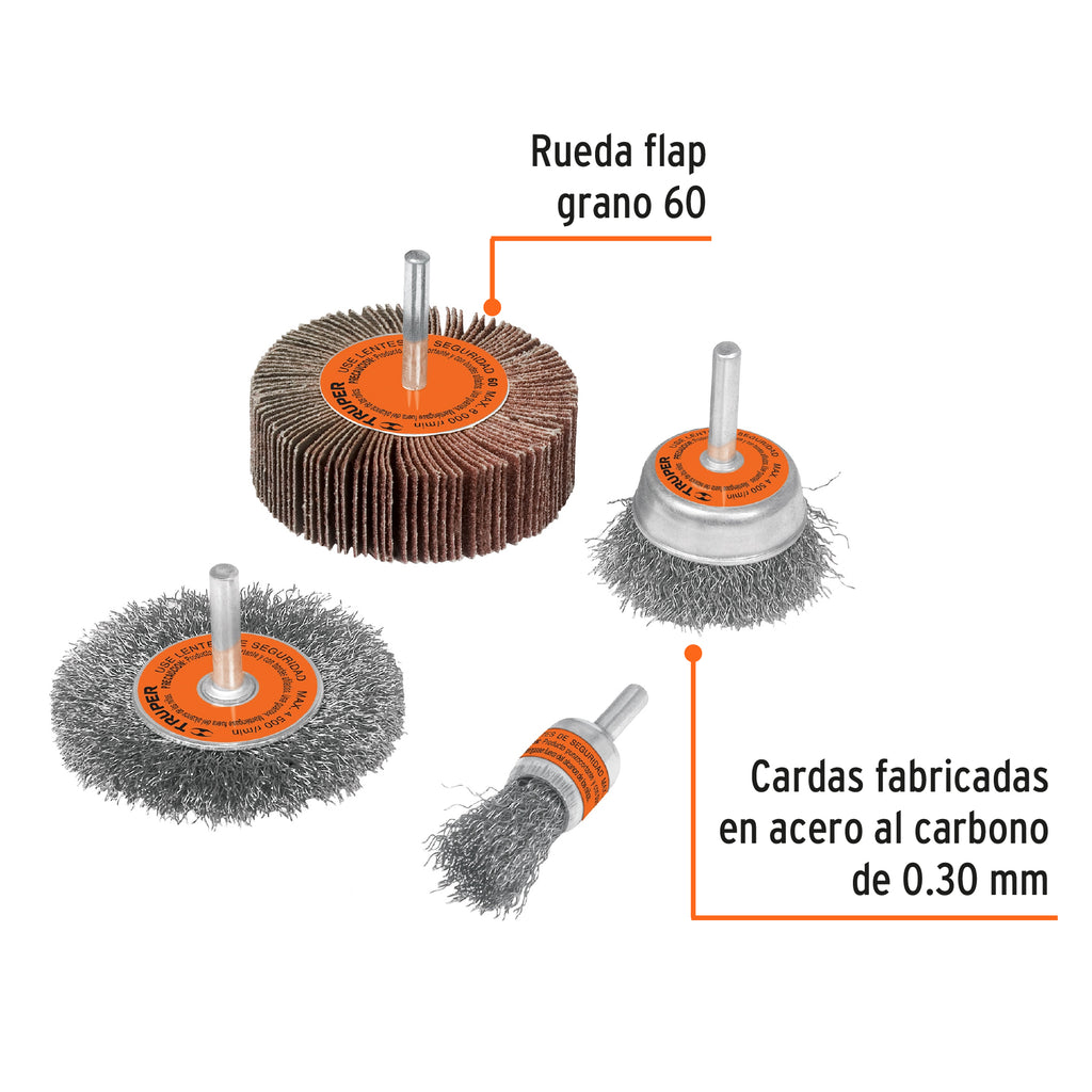 Juego de 4 cardas para taladro, TRUPER JCA-4P (11577)