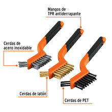 Cargar imagen en el visor de la galería, Juego de 3 mini cepillos de alambre 28 pinceles, TRUPER JCEA-3 (10652)