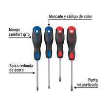 Cargar imagen en el visor de la galería, Juego de 4 desarmadores mango Comfort Grip PRETUL  JD-4BP (20218)