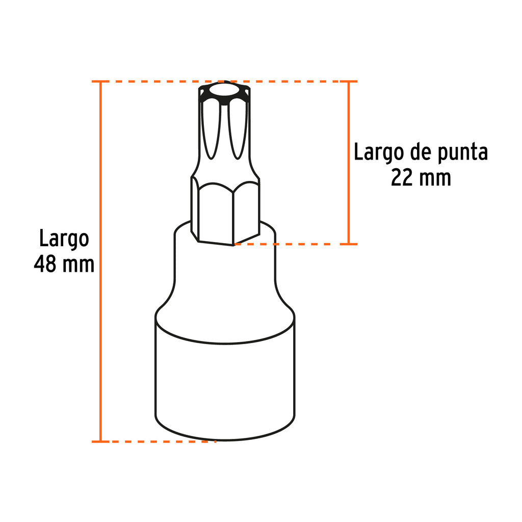 Juego de 7 dados cuadro 3/8" punta hexagonal mm, TRUPER JPH-3/8X7M (14170)