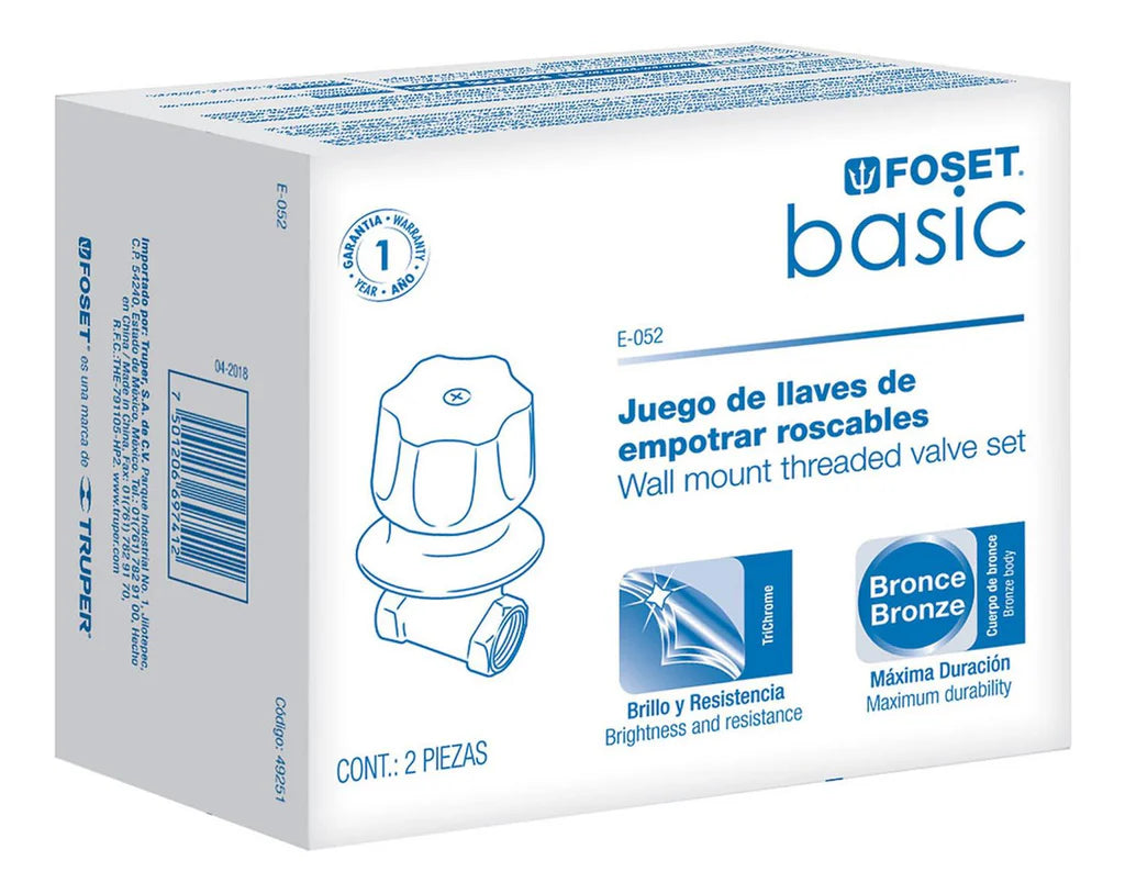 Juego de Llaves para empotrar roscables  E-052 Foset