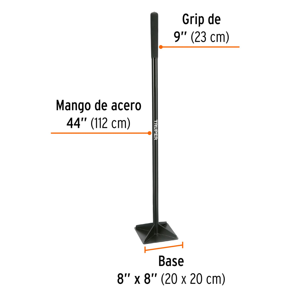 Pisón 8" x 8" con mango de acero de 48", TRUPER KR-1L (17472)