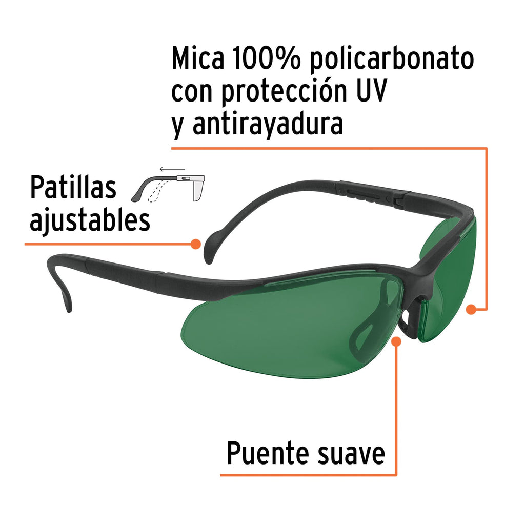 Lentes de seguridad verdes, TRUPER LEDE-S5 (14305)