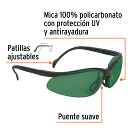 Lentes de seguridad verdes, TRUPER LEDE-S5 (14305)