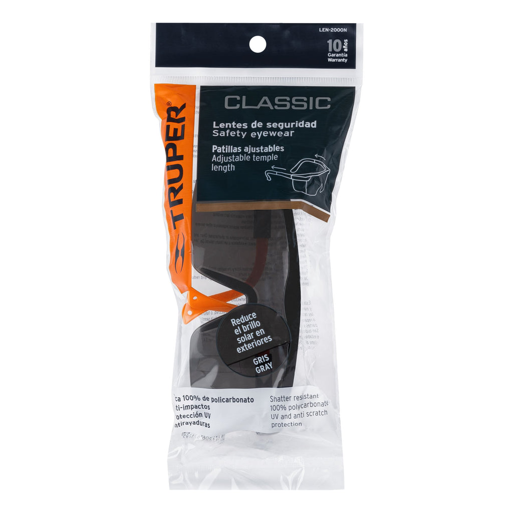 Lentes de seguridad ajustables grises, TRUPER LEN-2000N (14213)