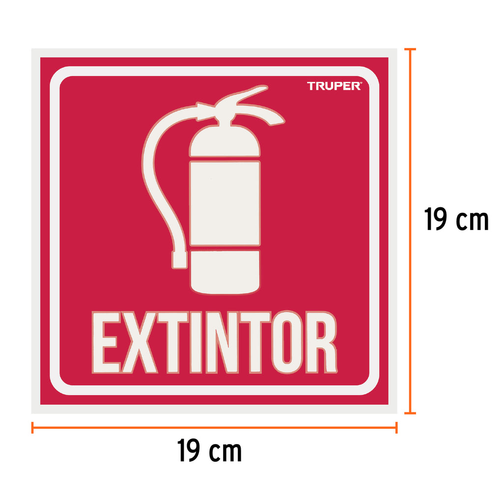 Letrero de señalización "EXTINTOR", 19 x 19 cm TRUPER  LIN-08 (18434)