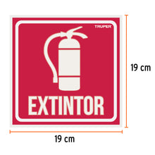 Cargar imagen en el visor de la galería, Letrero de señalización &quot;EXTINTOR&quot;, 19 x 19 cm TRUPER  LIN-08 (18434)