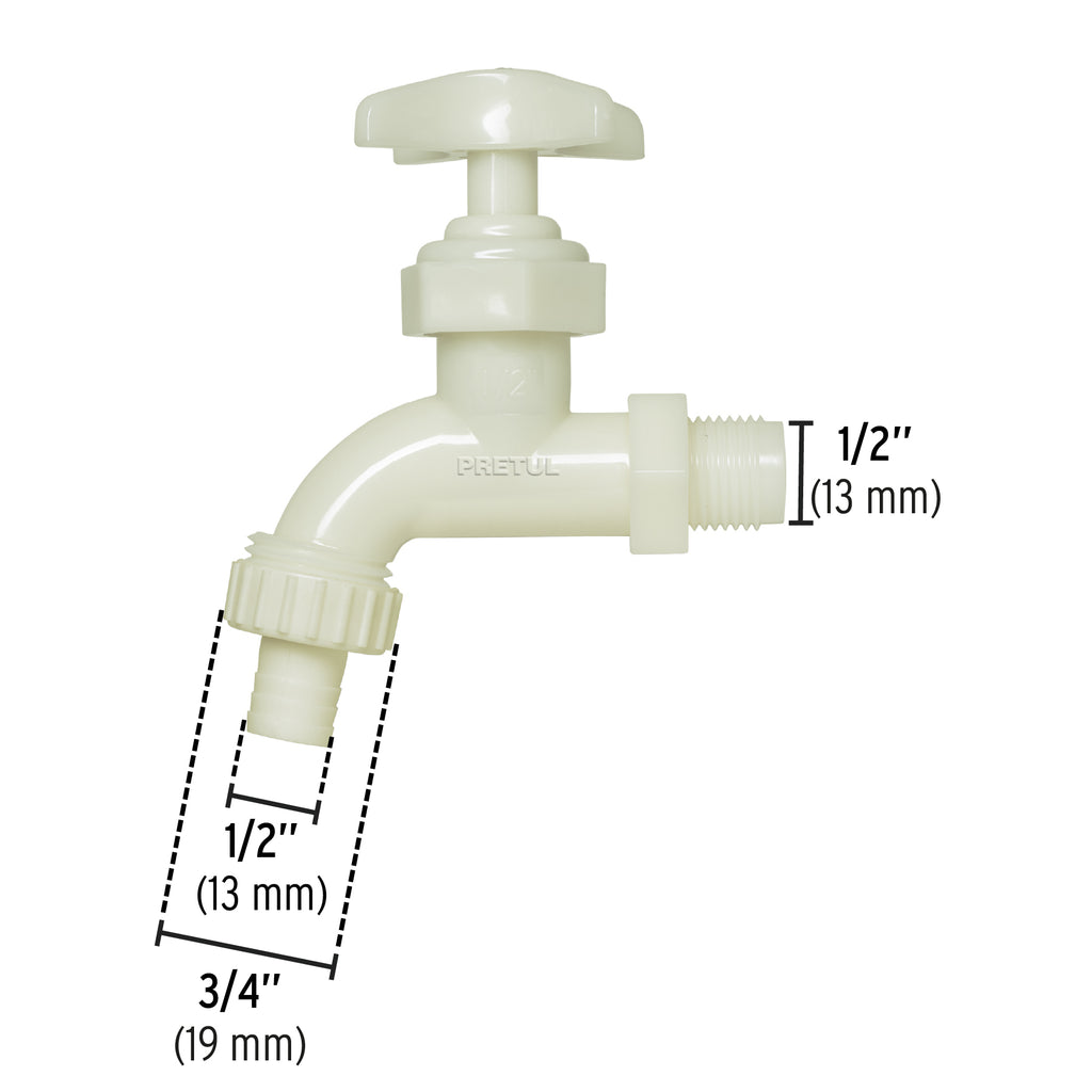 Llave para manguera, de plástico 65 g, entrada 1/2", PRETUL LL-17P (29030)