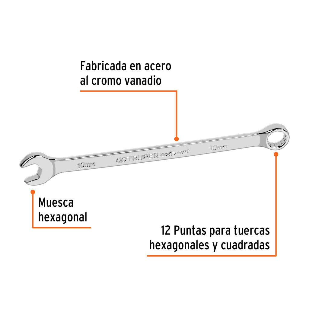 Llave inglesa 10 mm x 164 mm de largo, TRUPER Expert LL-2010M (15614)