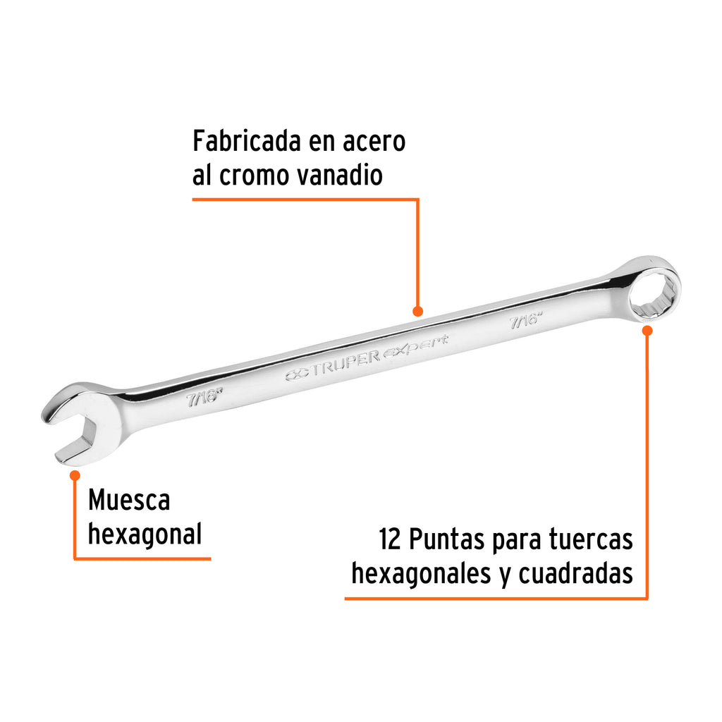 Llave inglesa  7/16" x 183 mm de largo, TRUPER Expert LL-2014 (15593)