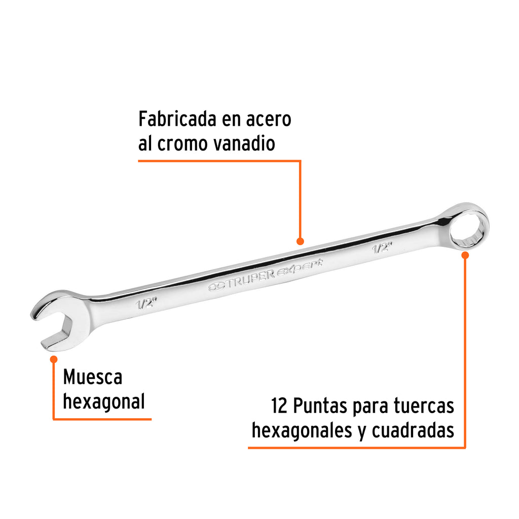 Llave inglesa 1/2" x 202 mm de largo, TRUPER Expert LL-2016 (15594)