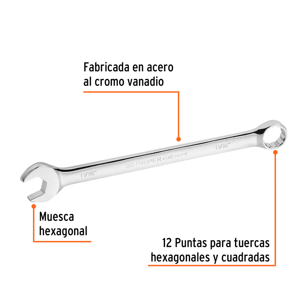 Llave inglesa 11/16" x 259 mm de largo, TRUPER Expert LL-2022 (15597)