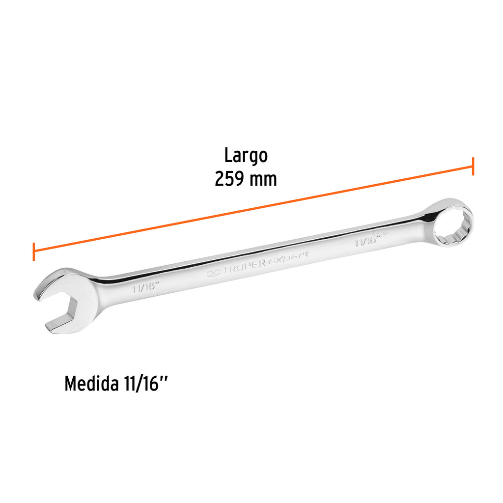 Llave inglesa 11/16" x 259 mm de largo, TRUPER Expert LL-2022 (15597)