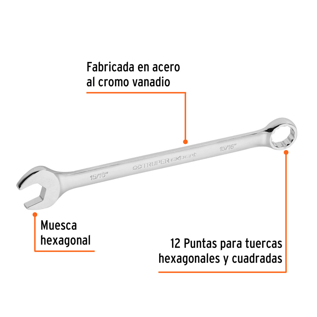 Llave inglesa 15/16" x 336 mm de largo, TRUPER Expert LL-2030 (15601)