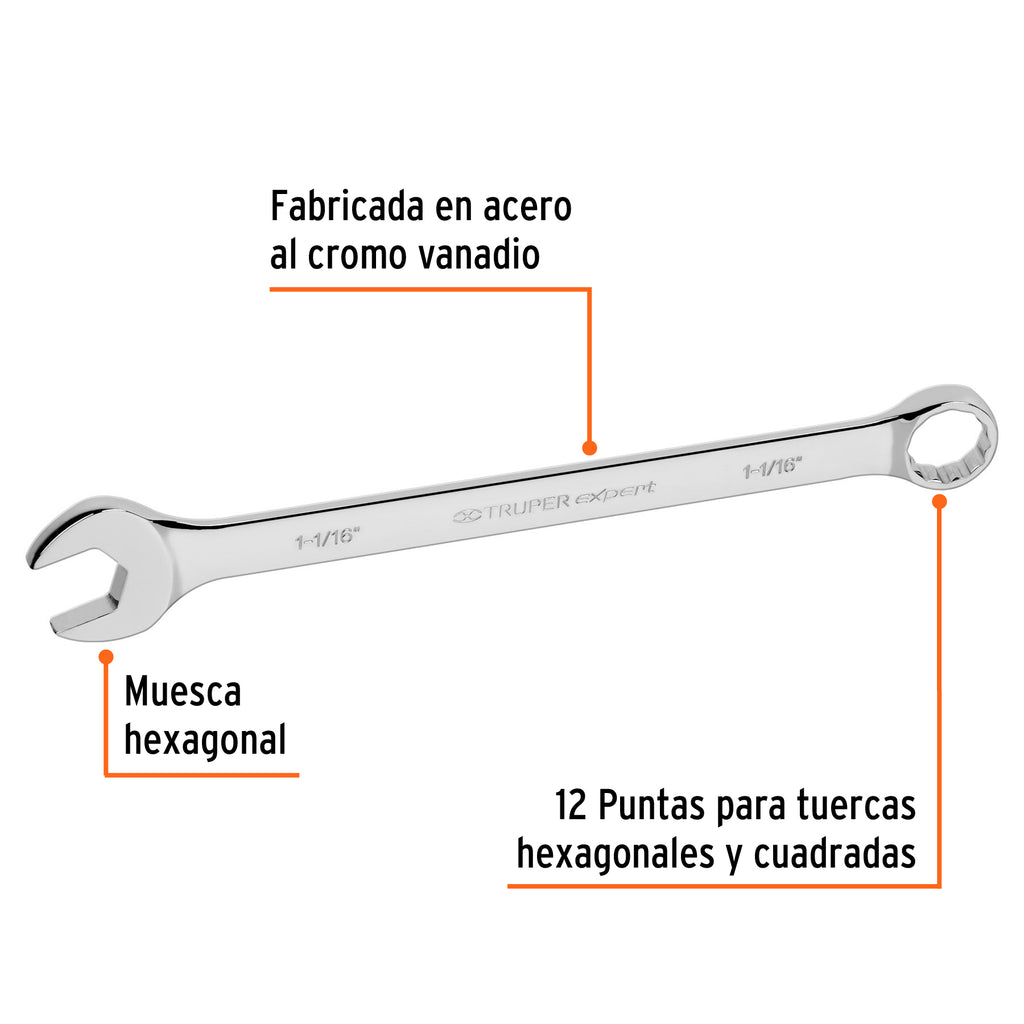 Llave inglesa 1-1/16" x 385 mm de largo, TRUPER Expert LL-2034 (15603)