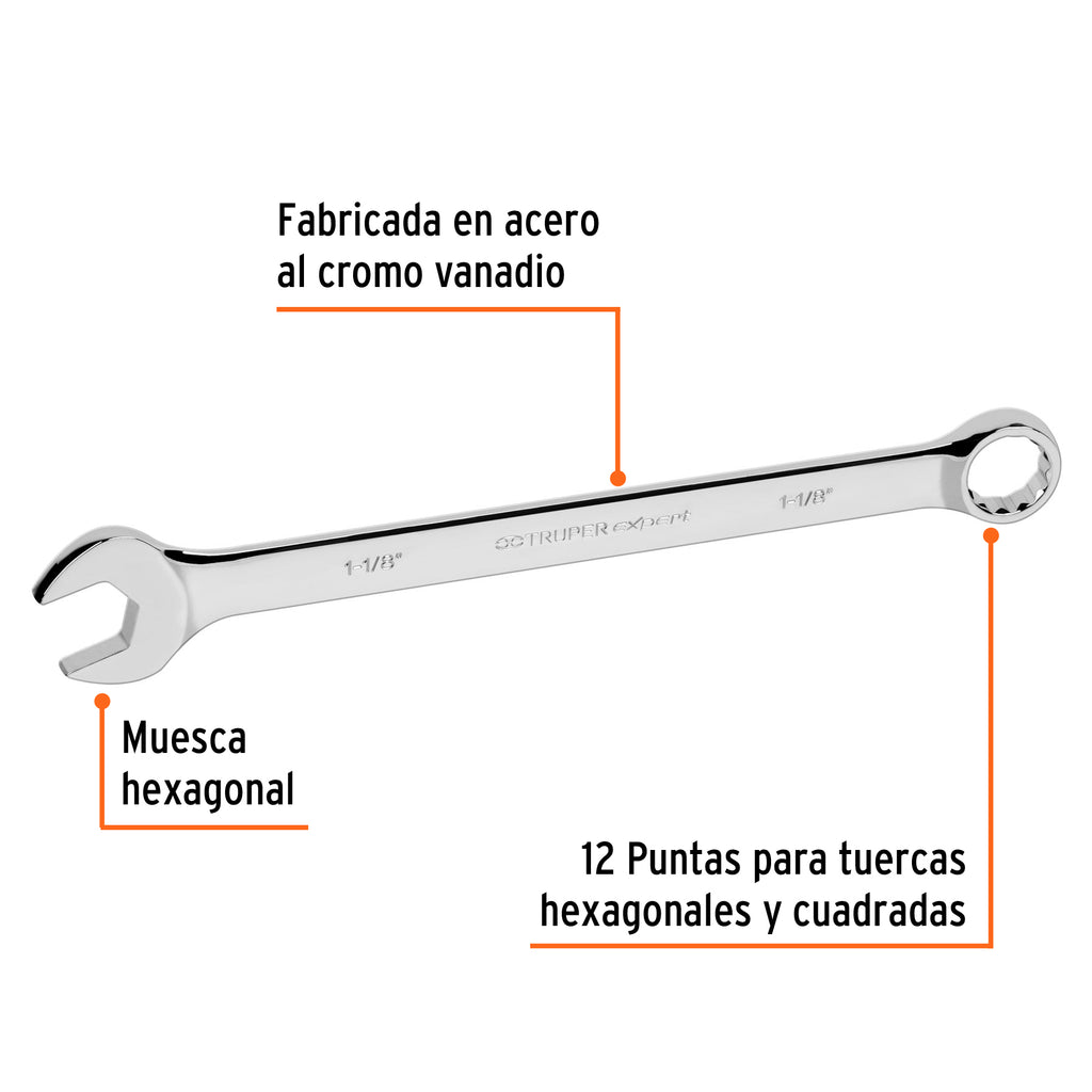 Llave inglesa 1-1/8" x 401 mm de largo, TRUPER Expert LL-2036 (15604)