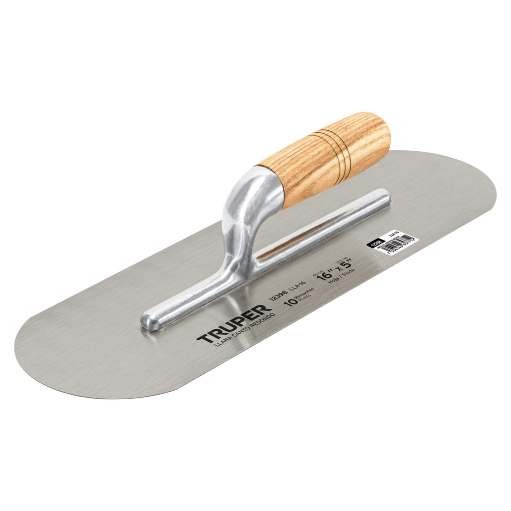 Llana canto redondo 16" x 5" con mango de madera, TRUPER LLA-16 (12398)