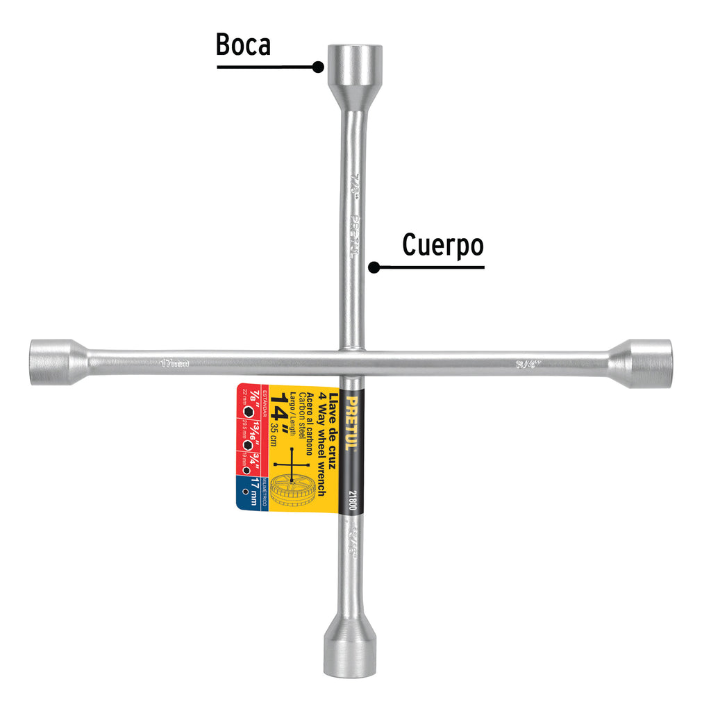 Llave de cruz para automóviles y camionetas, 14" PRETUL LLCR-14P (21800)