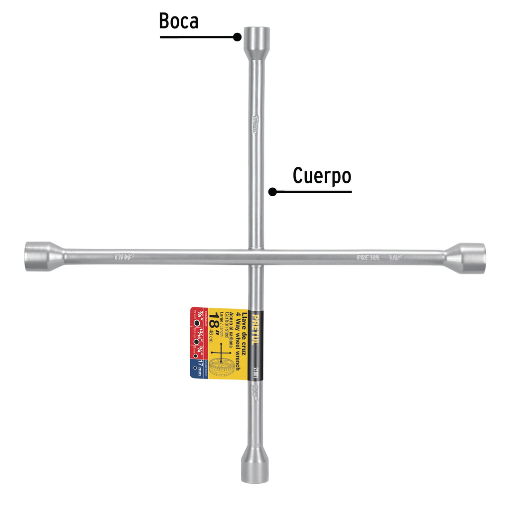 Llave de cruz para automóviles y camionetas, 18" PRETUL LLCR-18P (21801)