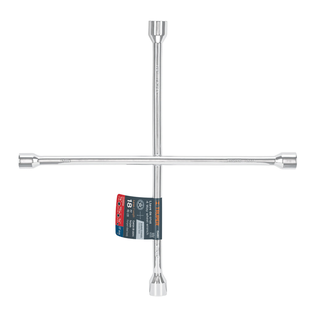 Llave de cruz 18" pulida y cromada, TRUPER LLCR-18 (15480)