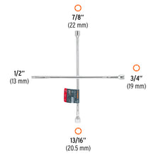 Cargar imagen en el visor de la galería, Llave de cruz 20&quot; pulida y cromada con entrada cuadro 1/2&quot; TRUPER LLCR-20D (18024)