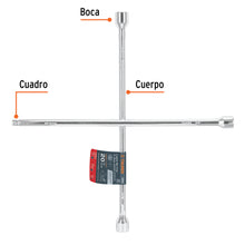 Cargar imagen en el visor de la galería, Llave de cruz 20&quot; pulida y cromada con entrada cuadro 1/2&quot; TRUPER LLCR-20D (18024)