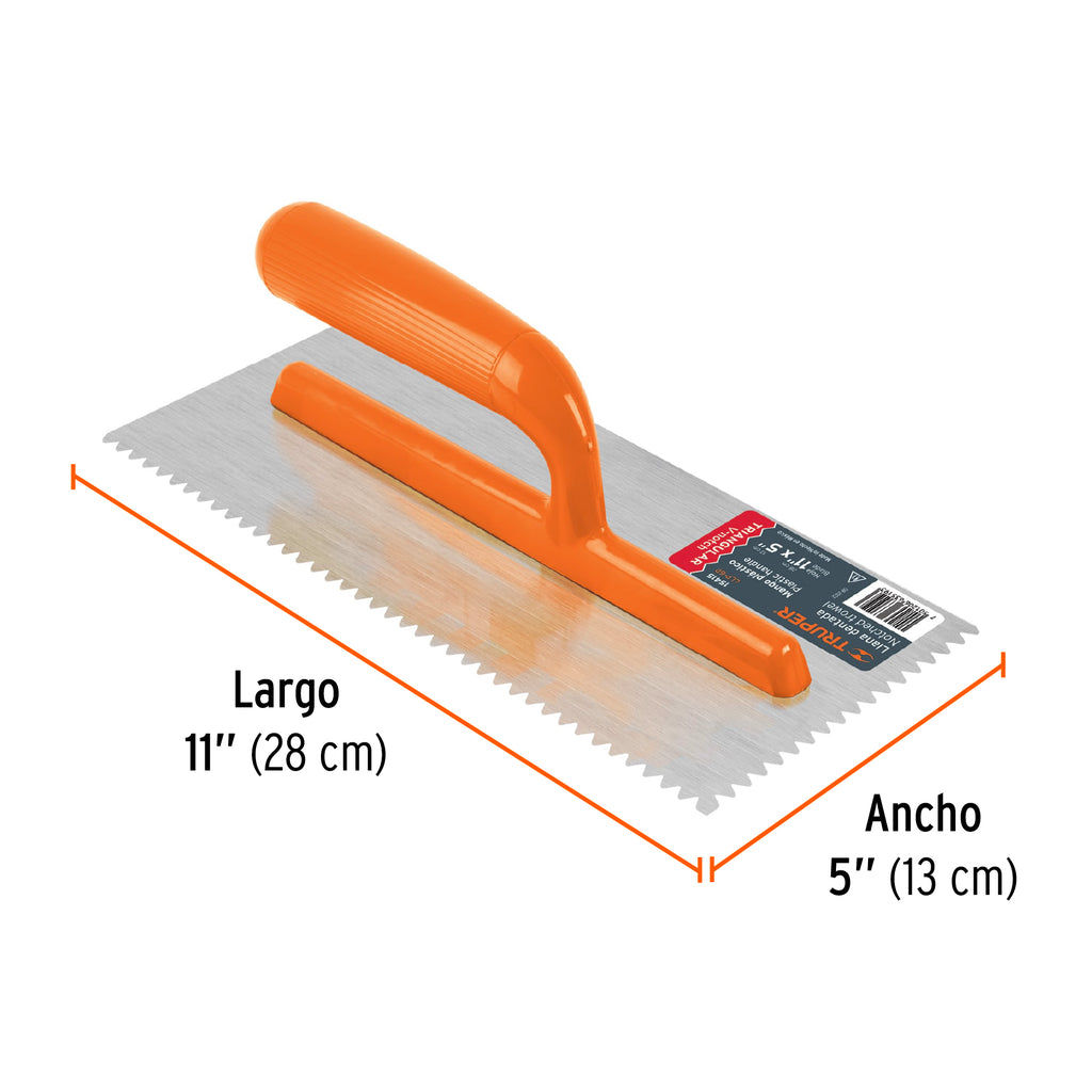 Llana 11" dentado triangular, 6 remaches, mango plástico  LLP-6D (15415)