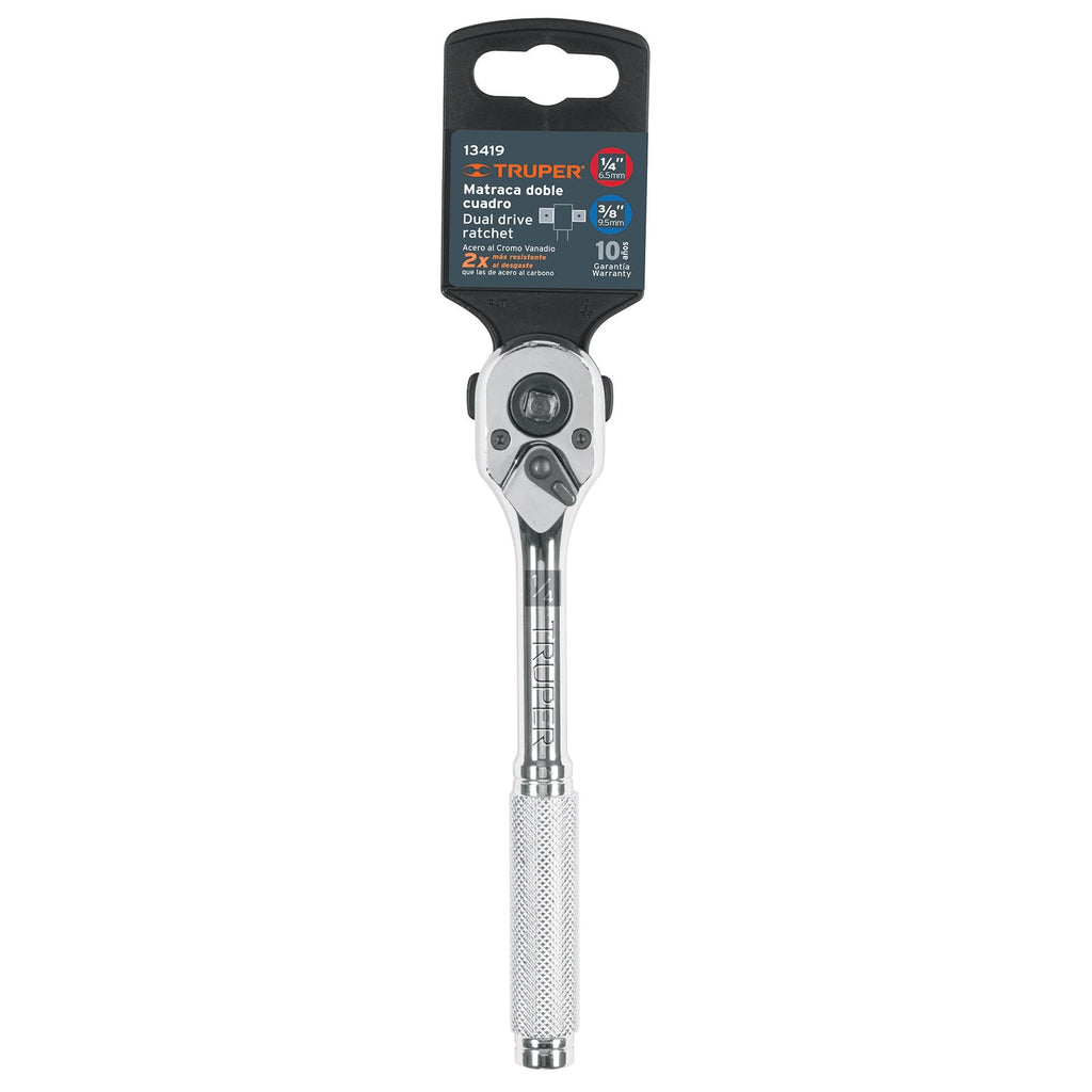 Matraca doble cuadros 1/4"y 3/8", TRUPER M-1438 (13419)