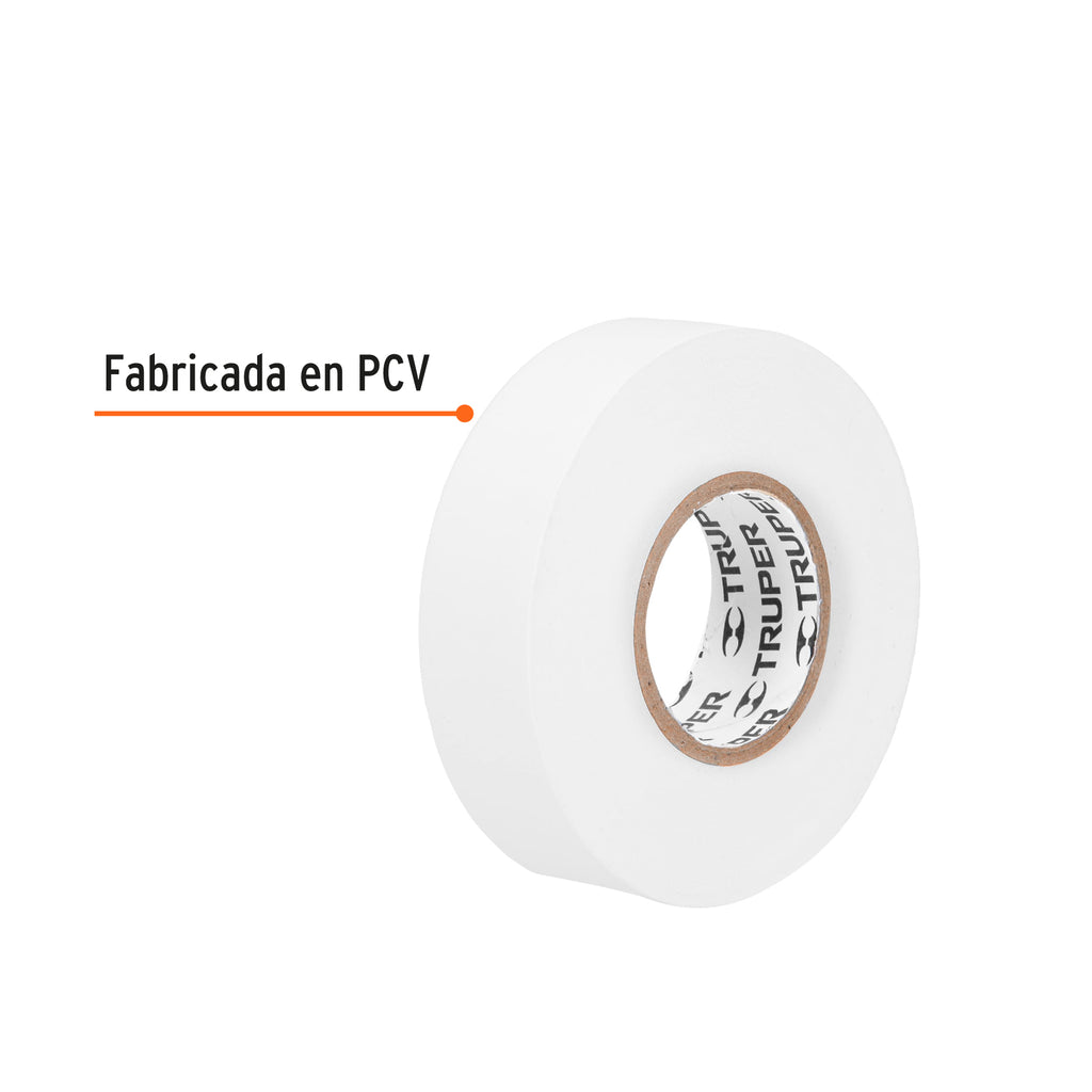 Cinta de aislar de 18 m x 19 mm, blanca, TRUPER M-33B (12506)