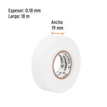 Cargar imagen en el visor de la galería, Cinta de aislar de 18 m x 19 mm, blanca, TRUPER M-33B (12506)