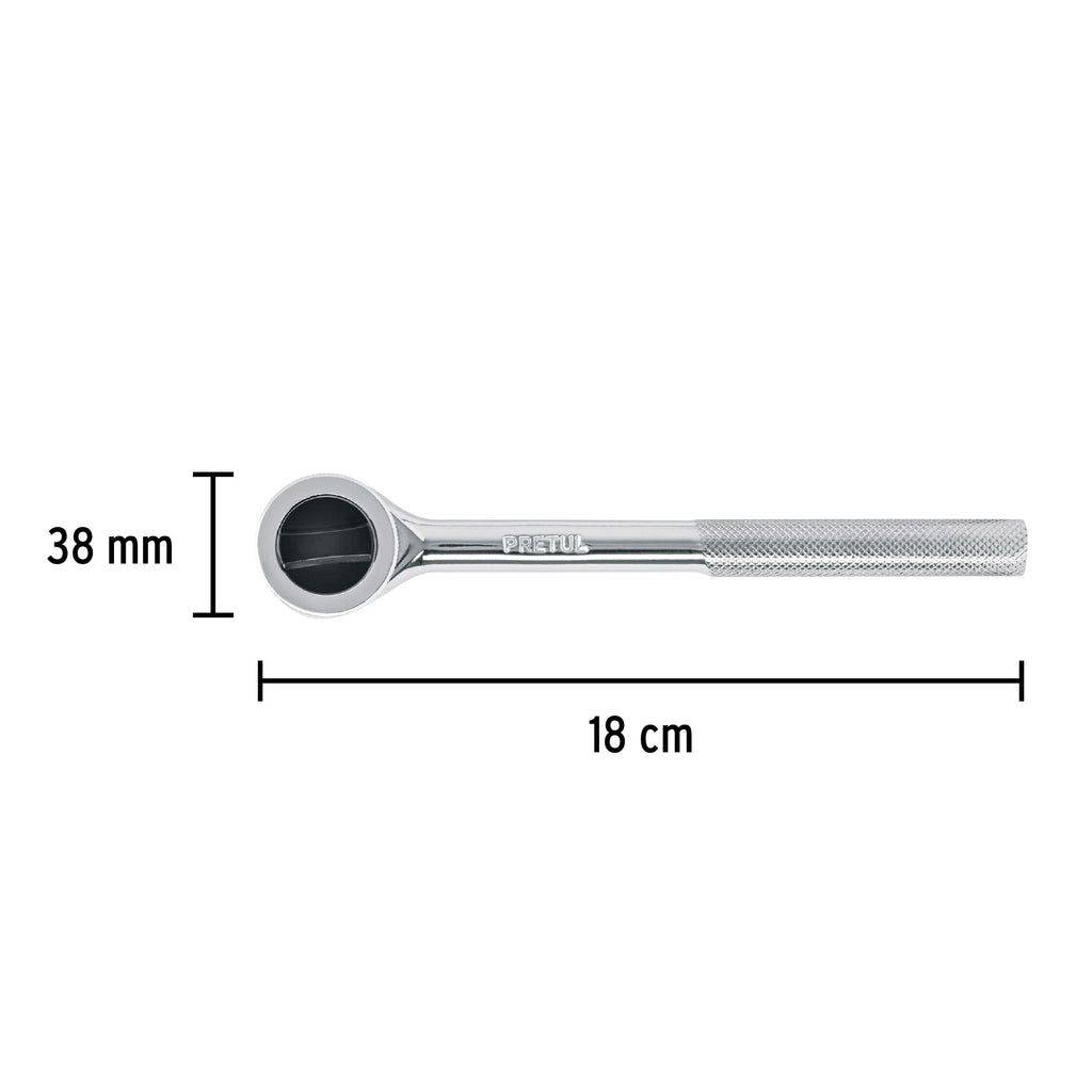 Matraca cuadro 3/8" cabeza redonda con disco, PRETUL M-3845DP (27354)