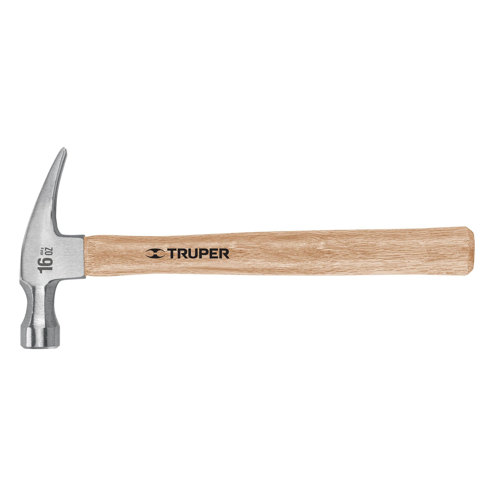 Martillo pulido 16 oz uña recta, mango madera, TRUPER MAR-16 (16754)