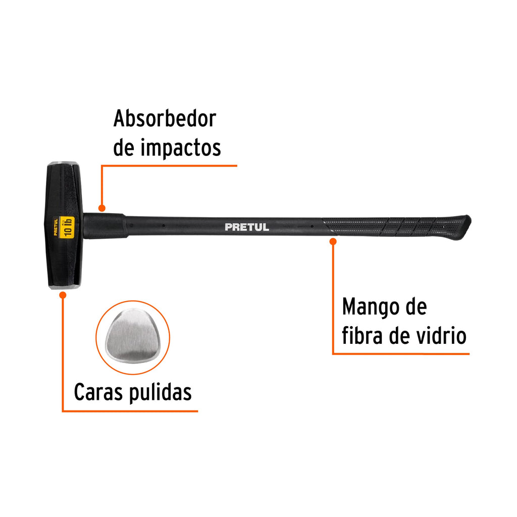 Marro tipo Nevada 10 lbs. mango 36", PRETUL MD-10MP (22206)