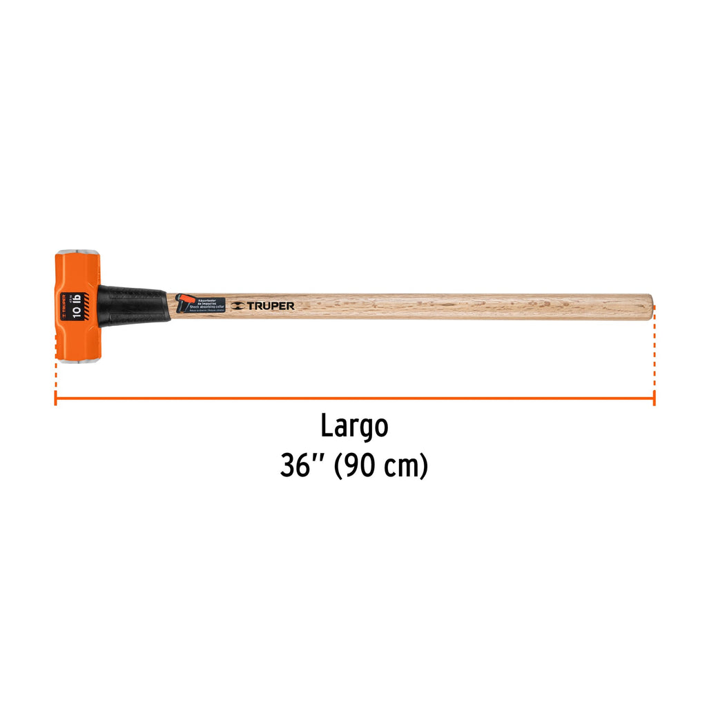 Marro octagonal 10 lb, mango de madera 36", TRUPER MD-10M (16512)