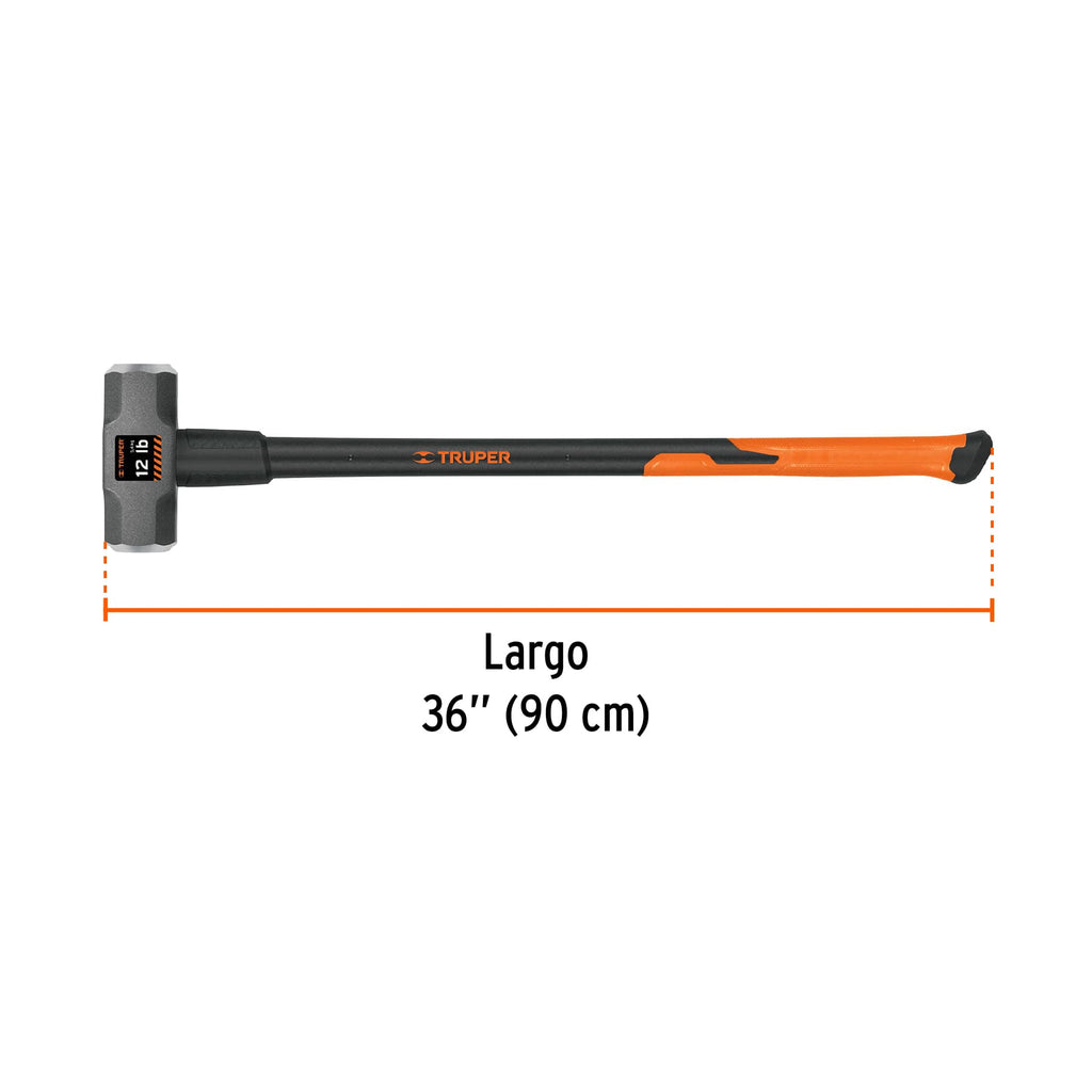 Marro octagonal 12 lb, mango fibra de vidrio 36", TRUPER MD-12F (16542)