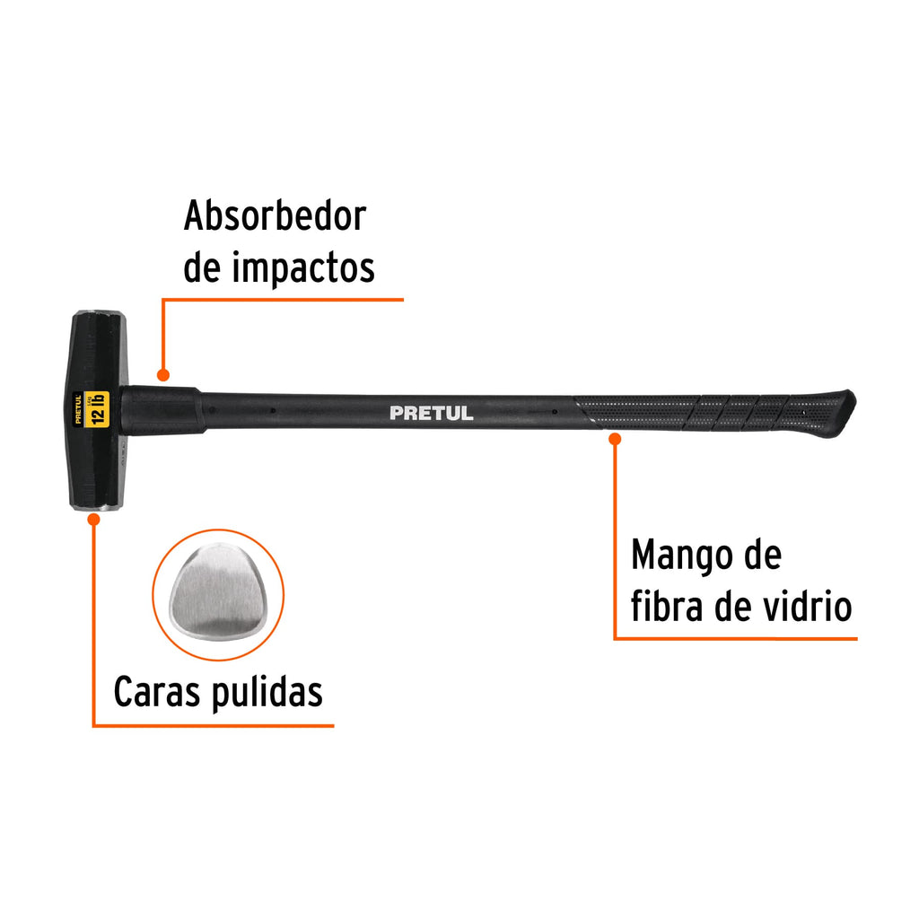 Marro tipo Nevada 12 lbs. mango 36", PRETUL MD-12MP (22207)