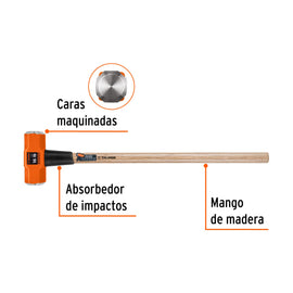 Marro octagonal 16 lb, mango de madera 36