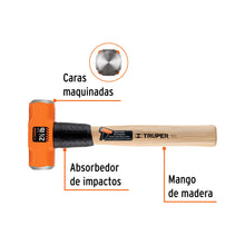 Cargar imagen en el visor de la galería, Marro octagonal 2.5 lb, mango de madera 12", TRUPER MD-2.5M (17045)