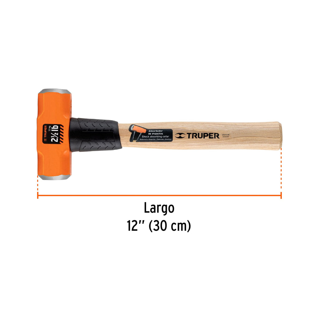 Marro octagonal 2.5 lb, mango de madera 12", TRUPER MD-2.5M (17045)